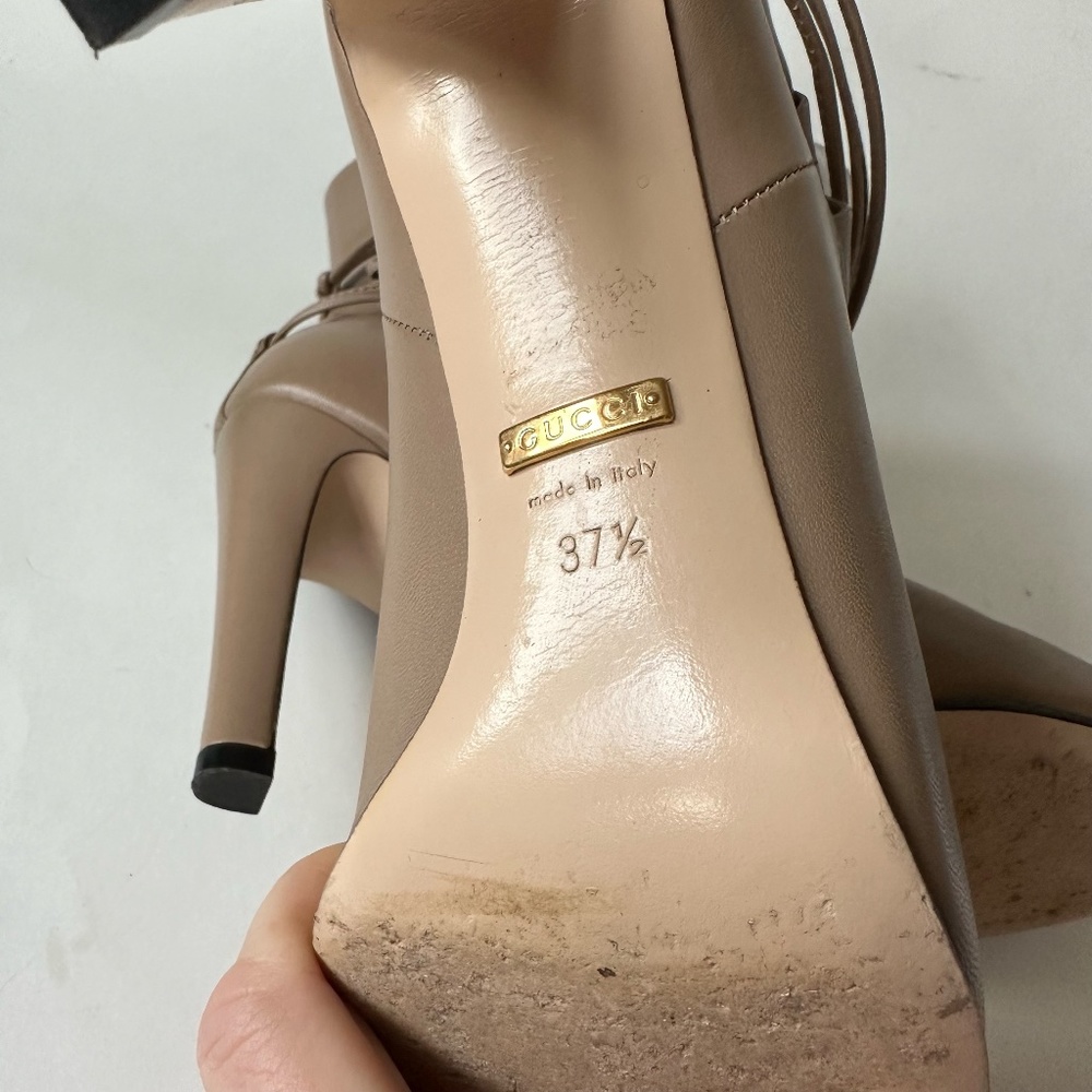 Gucci Nude Leather Ankle Boots - Picture 9 of 9